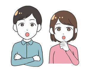 若い夫婦　疑問　腕付き