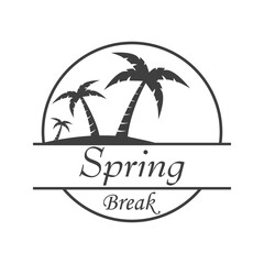 Fototapeta premium Logotipo con texto Spring Break con palmeras en círculo en color gris