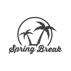 Obraz premium Logotipo con texto Spring Break con palmeras en círculo en color gris