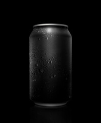Black and white. metal can with cola or beer. Drops of condensation on the surface.