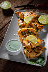 BBQ squid with lime and sauce