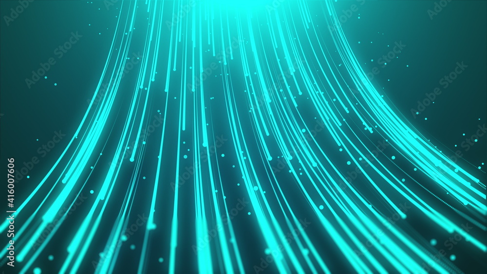 Aufkleber computer generated futuristic stream. digital data flow, 3d rendering abstract background from light