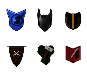 Shields gaming logo icon cartoon vector illustrations