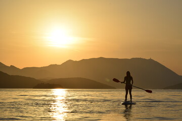 Sunset paddleboarding