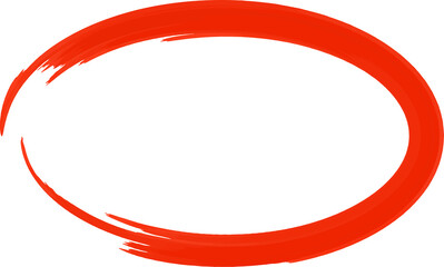 水彩で描いた楕円のフレーム素材(赤)