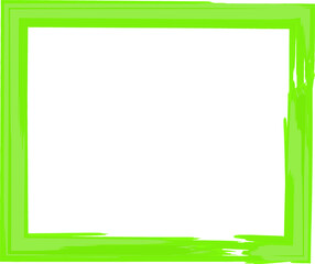 水彩で描いたシンプルな四角のフレーム素材(緑)