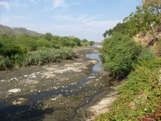 Fototapeta na wymiar Beautiful landscape with a little river near Ranakpur