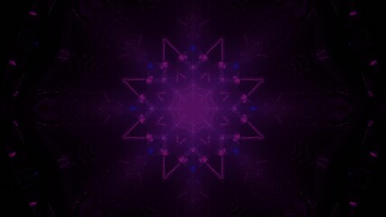 Purple crystal shaped ornament in darkness 3d illustration