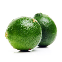 Fresh limes on white background