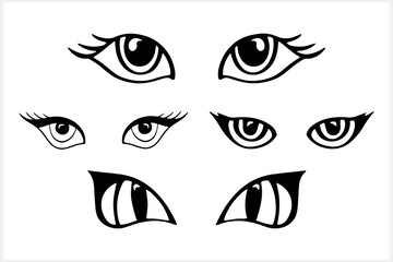 Doodle eye icon isolated on white. Vector stock illustration. EPS 10