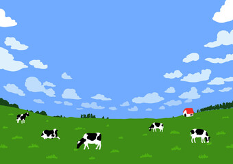 牧場の風景イラスト