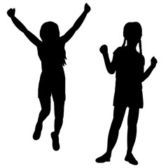 vector, isolated, black silhouette of a girl