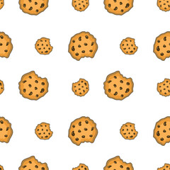Seamless pattern with cookies. Pastry background. Food ornament. Sweet biscuits texture