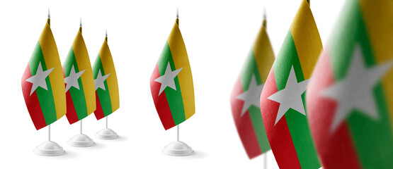 Set of Myanmar national flags on a white background