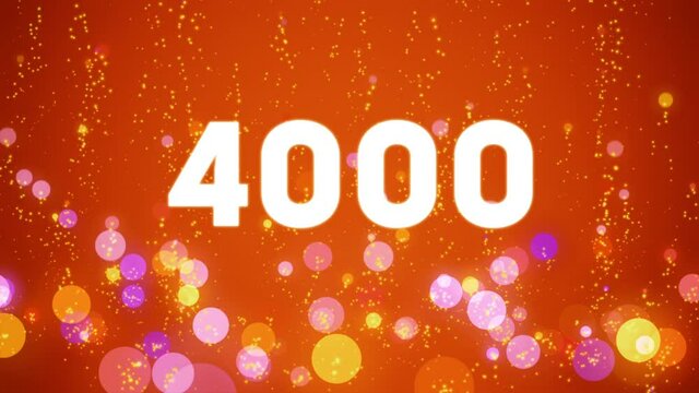 4k Counter in the style of the video social media: white font and red background. Celebration video introduction for the reaching 4000 subscribers, followers or likes. 