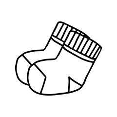 Illustration of a pair of black knitted socks isolated on a white background looks like a christmas socks for decoration