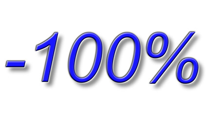 one hundred percent discount reduction blue