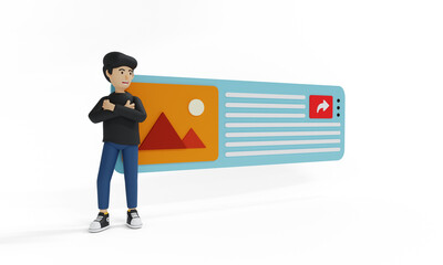 3d people illustrations cartoon for ui ux designer for design a landing page builder asia