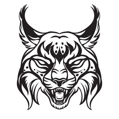 Obraz premium Vector head of mascot lynx isolated on white
