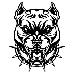 Vector head of mascot pitbull isolated on white