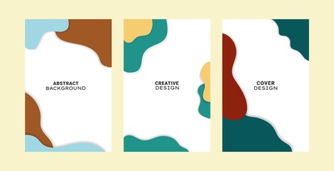 Set collection of trendy cover background. Trendy abstract colorful liquid shape for banners, placards, cover book, poster, flyer, social media story, and page layout design