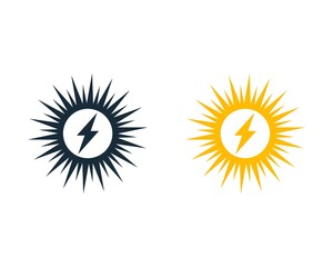 High Voltage Sunburn, Solar Icon Vector Logo Template Illustration Design