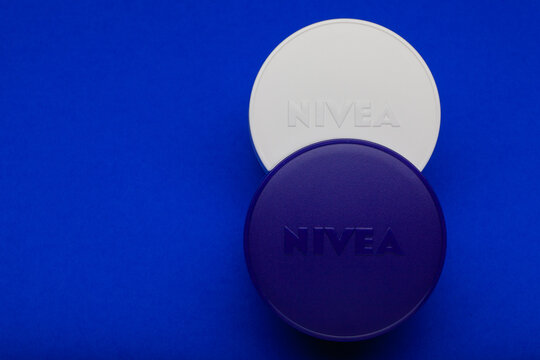  Nivea Day and Night Creme on the blue background.