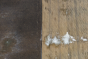 aerial view over the rural fields