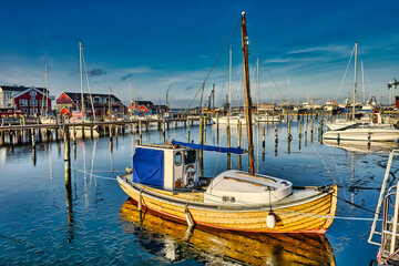 Harbor marina in Juelsminde for small boats, Jutland Denmark