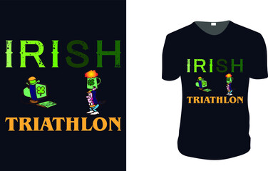 Irish Triathlon. st patrick's Day t shirt design template, st patrick's Day poster, Ireland celebration festival irish and lucky theme Vector illustration, Typography, Patrick's day vector.
