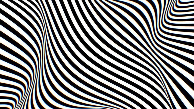 Black and White Optical Illusion Twisted Stripes Abstract Pattern Art - 4K Seamless VJ Loop Motion Background Animation