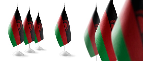 Set of Malawi national flags on a white background