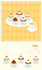 set of cakes and sweets