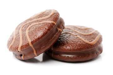 chocolate cake on white background 