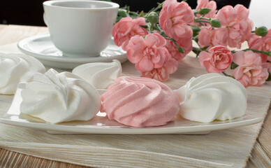 White Meringue Cookies Made from Whipped Egg Whites