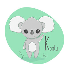 Alphabet letter animals children illustration koala