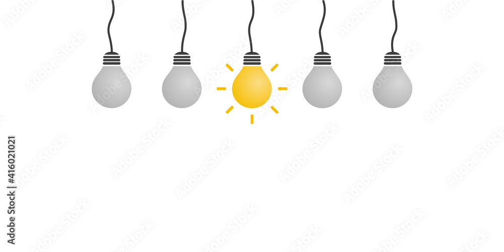Poster new standout idea - light bulbs concept design template with copy space - illustration in editable v