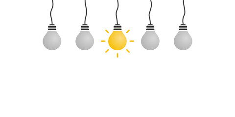 New Standout Idea - Light Bulbs Concept Design Template with Copy Space - Illustration in Editable Vector Format