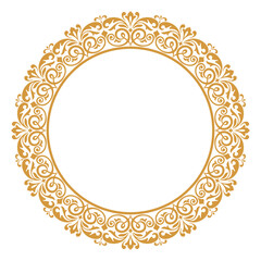 Decorative frame Elegant vector element for design in Eastern style, place for text. Floral golden border. Lace illustration for invitations and greeting cards.