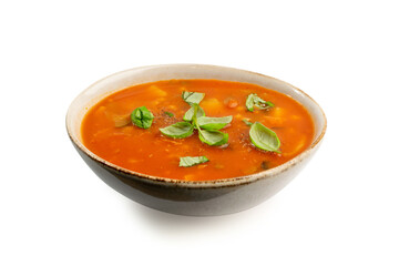Red Tomato Soup with Barley, Potato, Carrot, Cabbage and Cereals