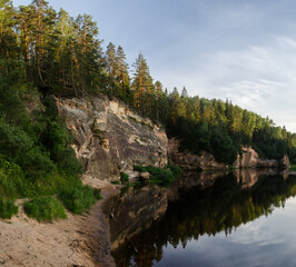 Fototapeta na wymiar Red cliffs in Latvia, Erglu cliffs, Cesis, Latvia