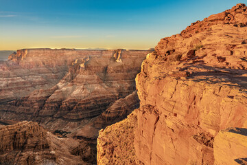 Beautiful landscapes of the Grand Canyon, an amazing view of the red-orange rocks, which are millions of years old. USA, Arizona.