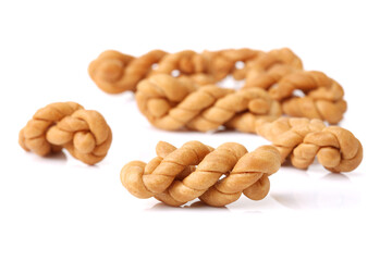 Fried dough twist on white 