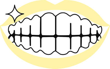 虫歯予防　輝く歯のイラスト2色