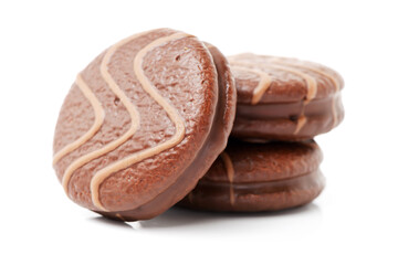 chocolate cake on white background 