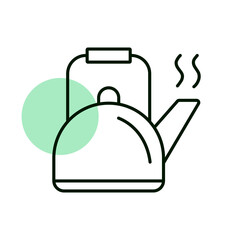 Camping metal kettle vector icon. Hiking sign