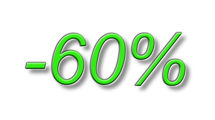 sixty percent discount reduction green