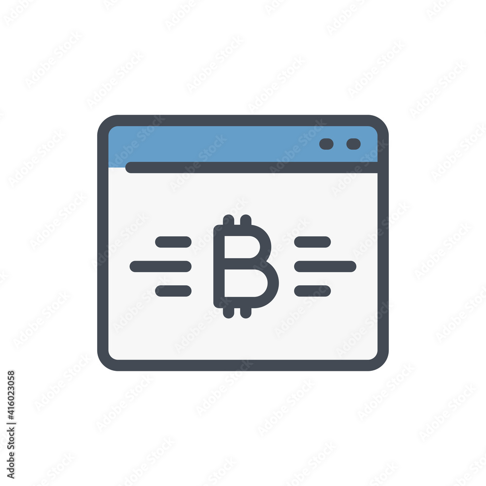 Poster bitcoin online color line icon. website with bitcoin vector outline colorful sign.