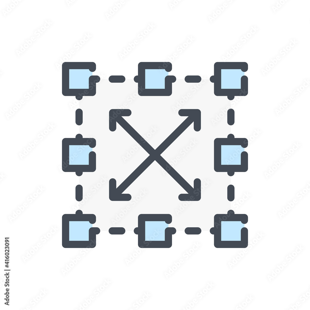 Aufkleber blockchain color line icon. blocks and connections vector outline colorful sign.