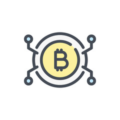 Bitcoin connection color line icon. Cryptocurrency and Blockchain vector outline colorful sign.